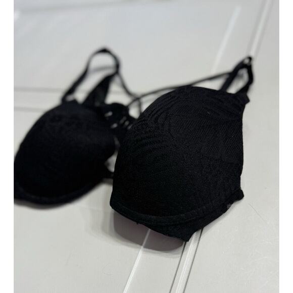 Victorias Secret Black w/ Lace Push Up Padded Bra Size 34C - Picture 2 of 4
